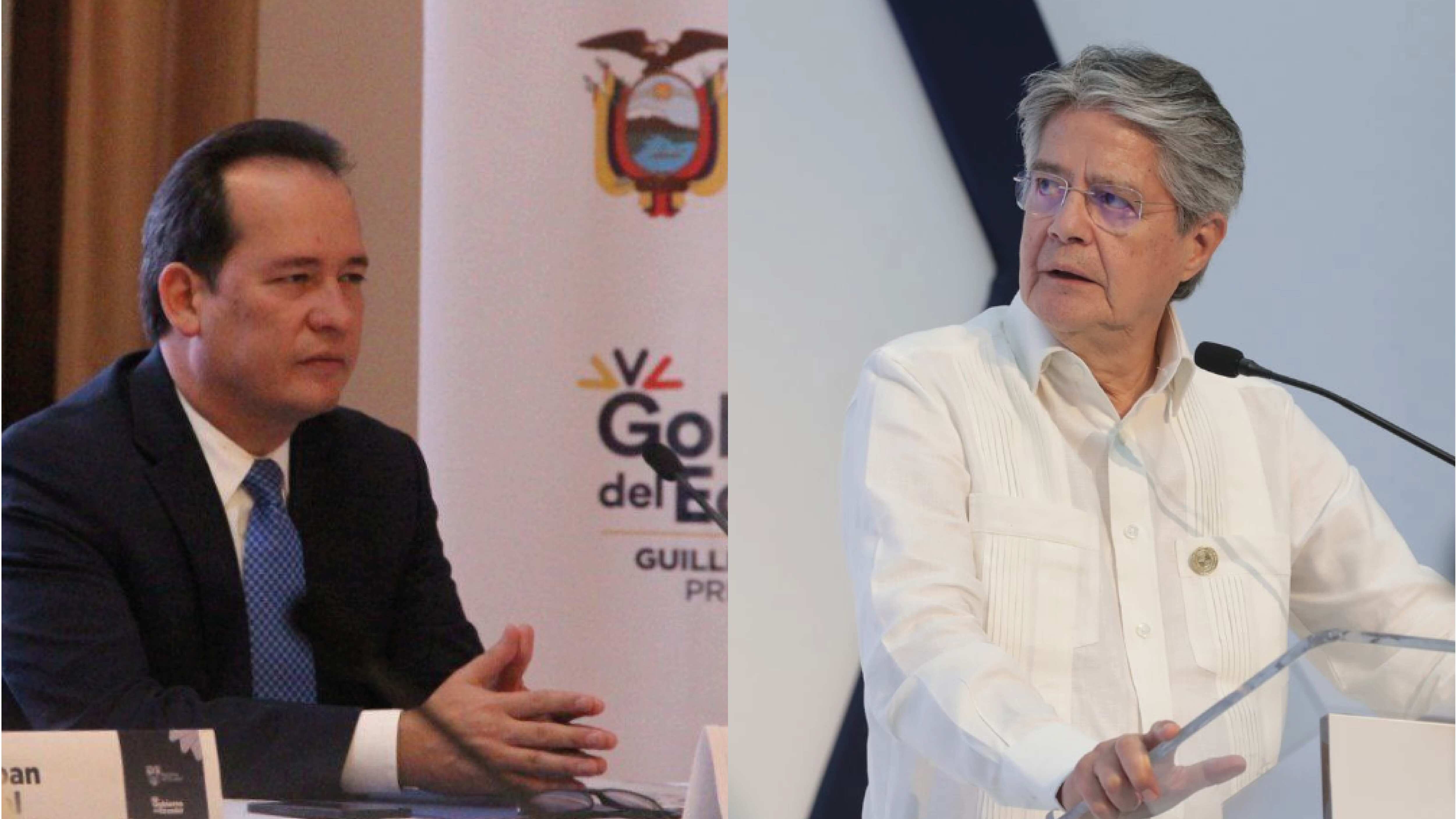 Ministro de Gobierno, Henry Cucalón y el presidente Guillermo Lasso