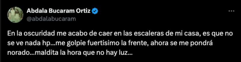 El accidente que sufrió Abdalá Bucaram en su casa por los cortes de luz.