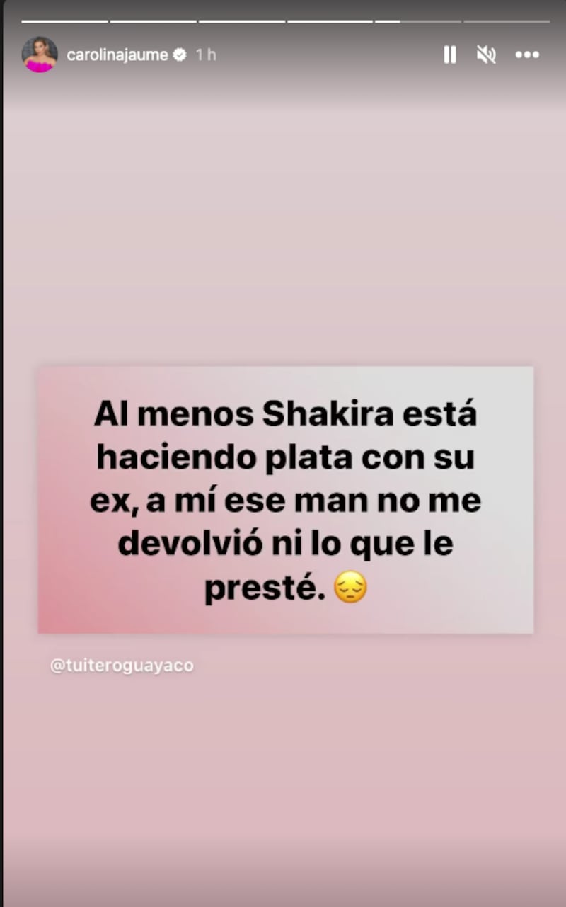 Carolina Jaume se identifica con Shakira y lanza sus ‘dardos’ ¿contra Allan Zenck?