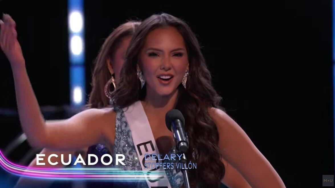Así se escuchó Ecuador en la voz de Delary Stoffers en la preliminar del Miss Universo 2023