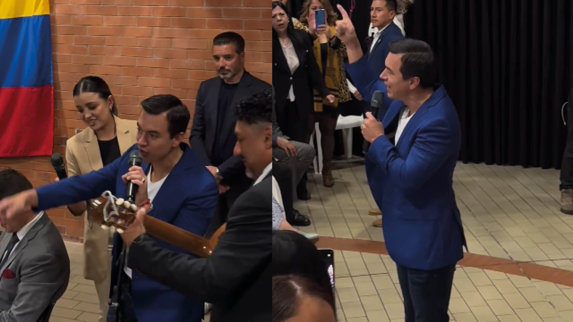 Daniel Noboa cantó tema de Julio Jaramillo a los ecuatorianos en Roma