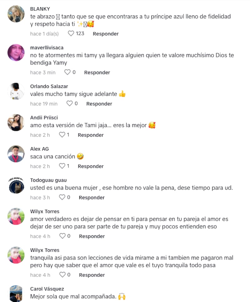 Reacciones de apoyo a Tamara Rivera