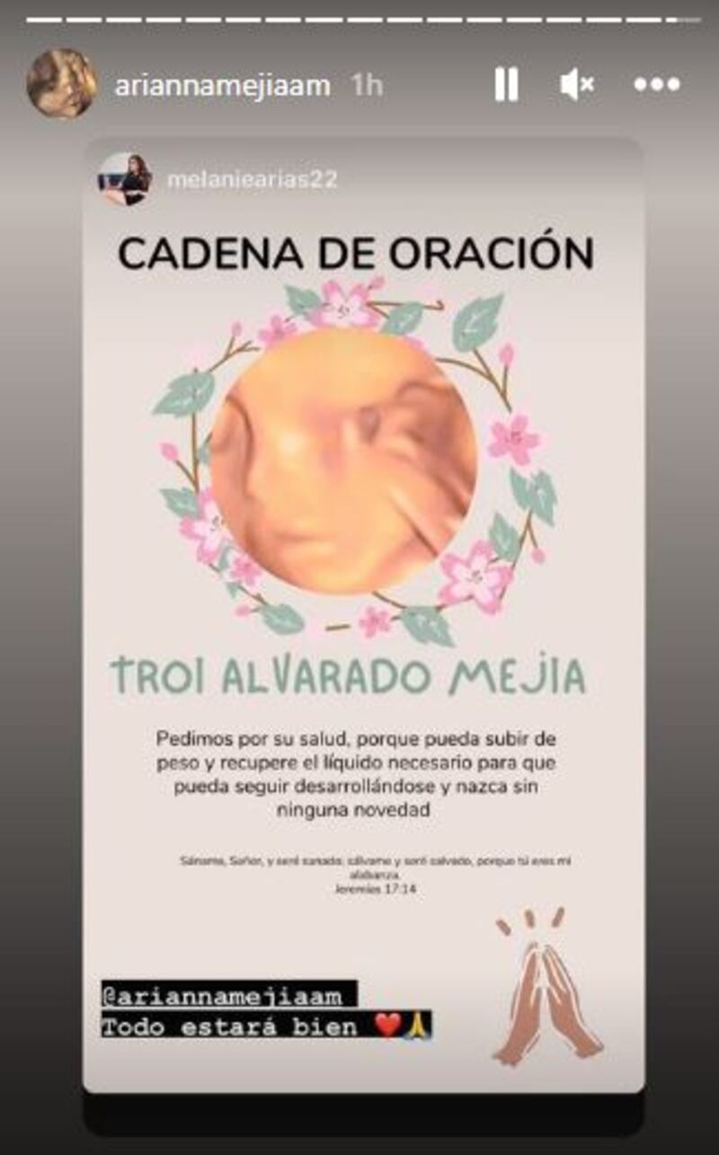 Cadena de oración por el bebé de Arianna Mejía
