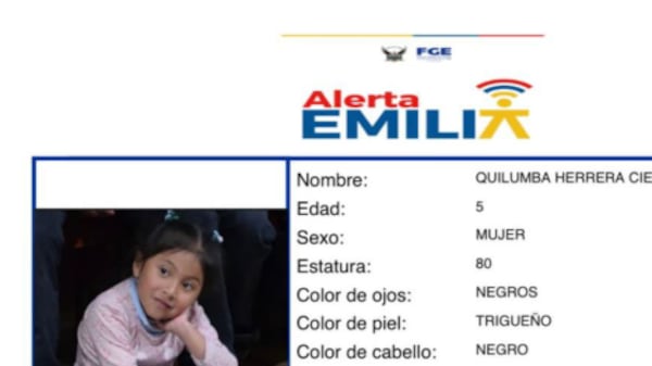 Localizan a niña de 5 años por quien se activó la Alerta Emilia en Otavalo