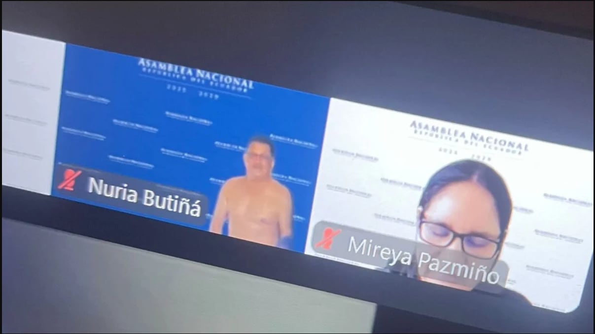 Un hombre sin camiseta apareció en la pantalla de la asambleísta Nuria Butiñá