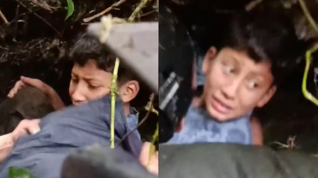 El momento exacto en que encontraron al niño en el cerro Puñay, en Chimborazo