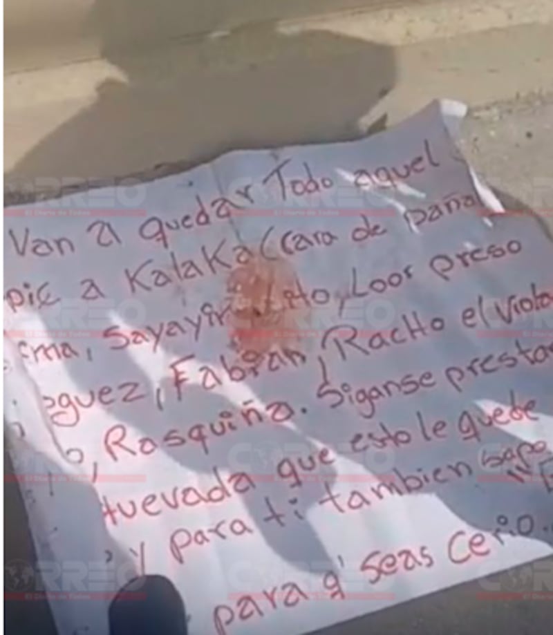 Panfleto encontrado junto a restos humanos en Machala