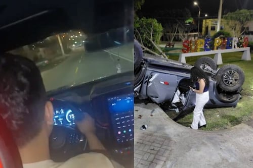 Video capta despiste mortal de camioneta con jóvenes en Perú