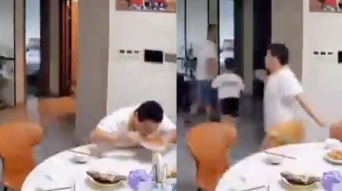 Niño sigue comiendo en terremoto