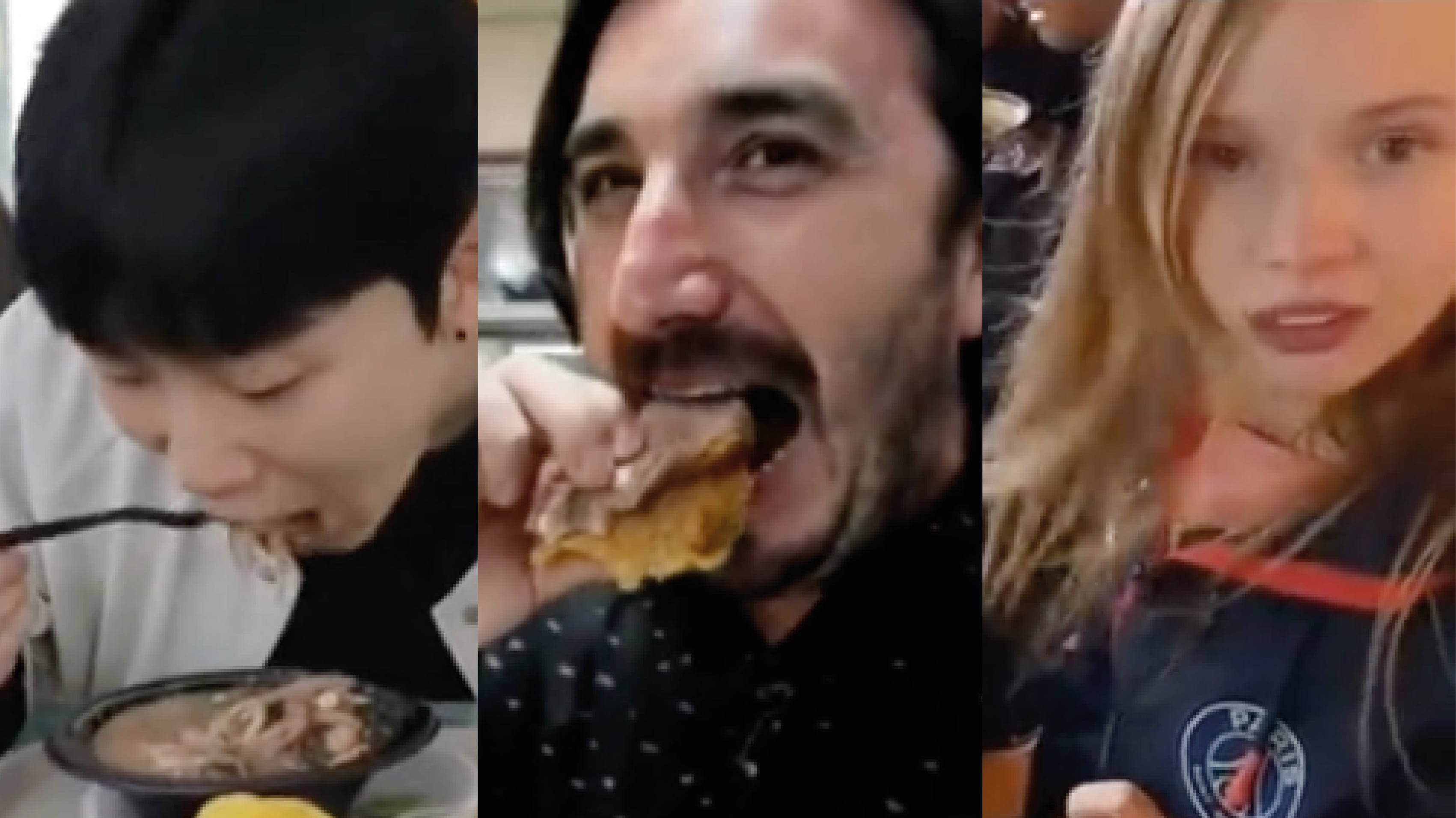 Extranjeros prueban comida ecuatoriana.