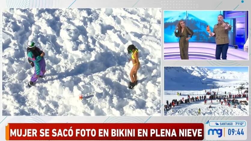 La joven brasileña se hizo las fotos en bikini en la nieve para publicarlas en sus redes sociales.