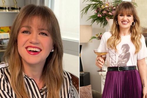 Tras perder más de 25 kilos, Kelly Clarkson muestra su figura en un look vino ideal para Navidad