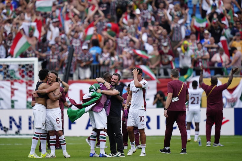 CHARLOTTE (United States), 30/06/2025.- Fluminense players celebrate following the Fluminense FC win over FC Inter Milan in their FIFA Club World Cup 2025 match in Charlotte, North Carolina, USA, 30 June 2025. (Mundial de Fútbol) EFE/EPA/JACOB KUPFERMAN