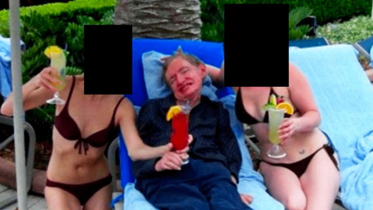 Stephen Hawking y la foto con mujeres en bikini.