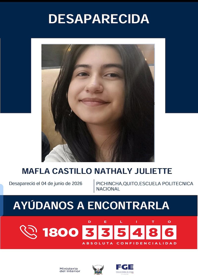 Nathaly Mafla dejó su celular a un amigo y desapareció tras ingresar al baño de su universidad en Quito. Foto: Cortesía de la familia de Nathaly a Metro Ecuador