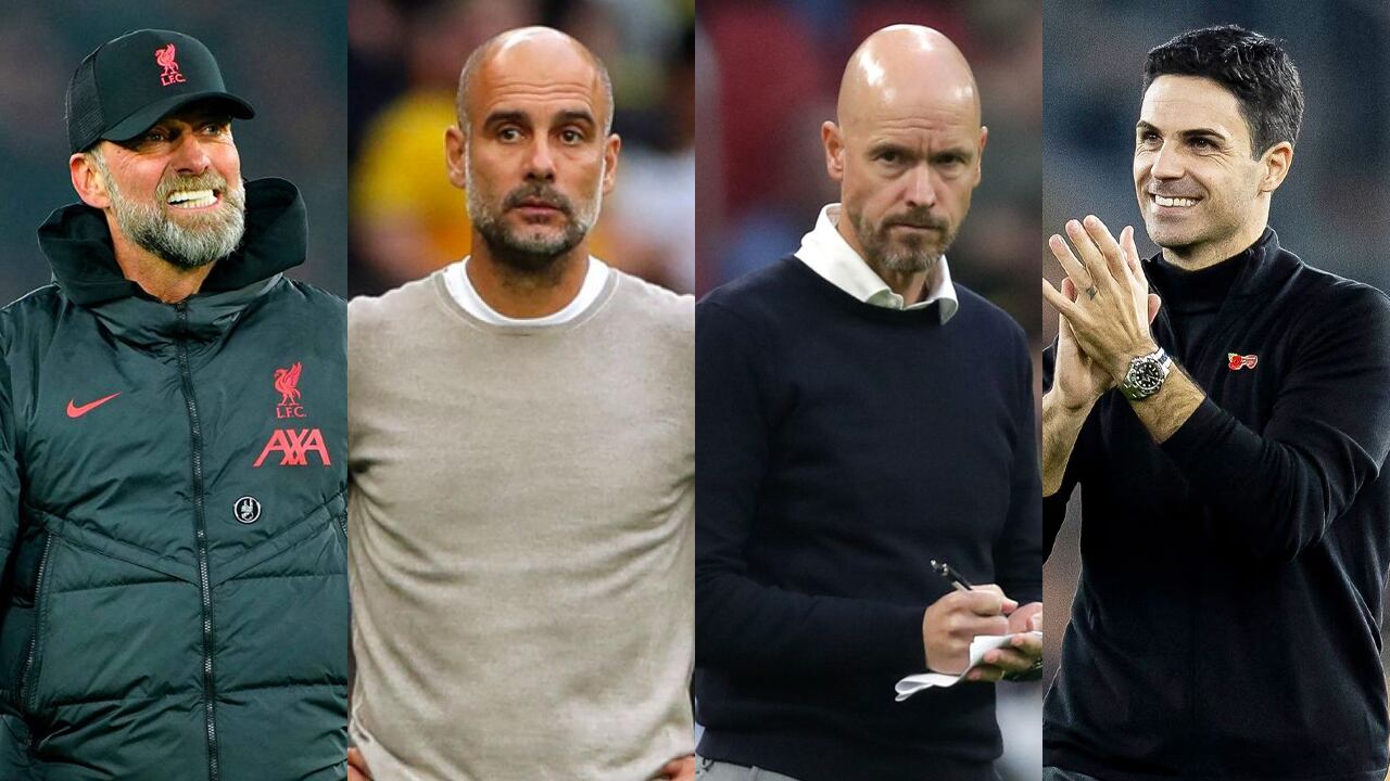Jürgen Klöpp, Pep Guardiola, Erik Ten Hag y Mikel Arteta