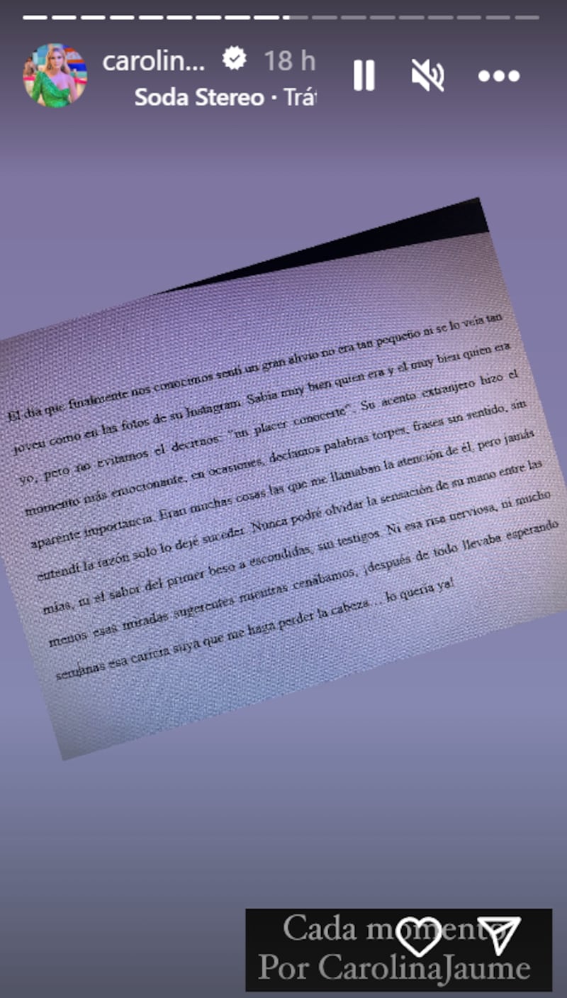 Historias de Instagram de Carolina Jaume