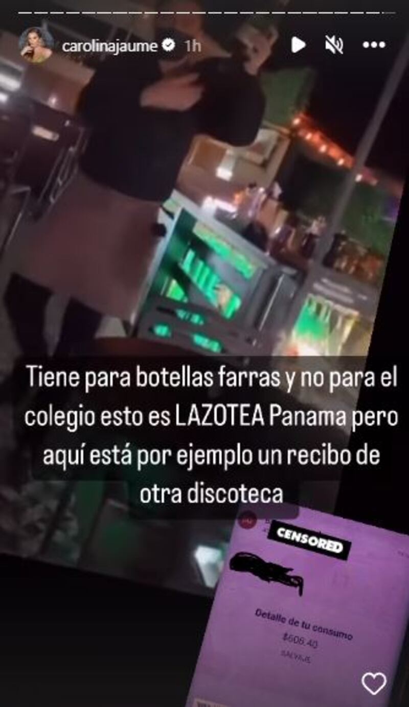 Carolina Jaume sigue publicando historias para exigirle pagos a Allan Zenck (Foto: Twitter @carolinajaume)