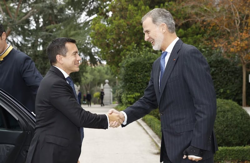 El presidente ecuatoriano Daniel Noboa será recibido este lunes por el monarca español en el Palacio de la Zarzuela.