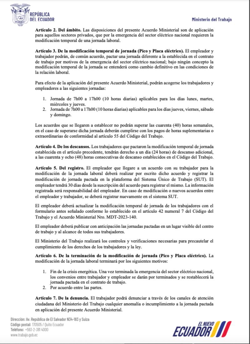 ¿En qué consiste acuerdo ministerial emitido por el Gobierno que permite la aplicación del pico y placa eléctrico?. Imagen: captura de pantalla