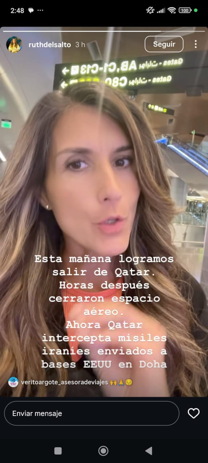 Ruth del Salto abandona temporalmente Qatar