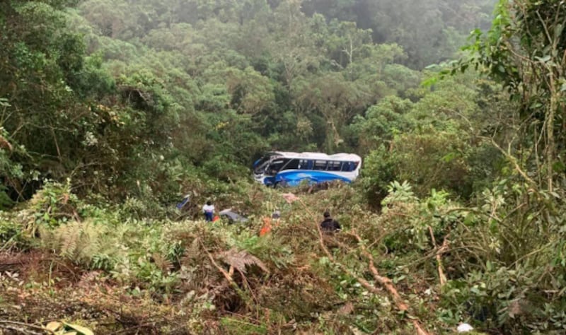 Equipos de rescate atendieron a los pasajeros tras la caída del bus a un abismo en una carretera del norte de Colombia.