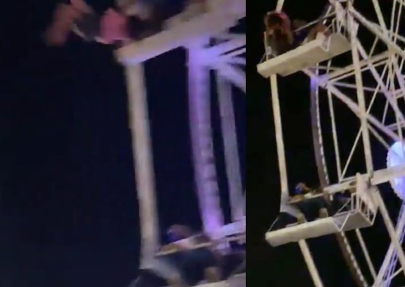 Niña cae juego mecánico