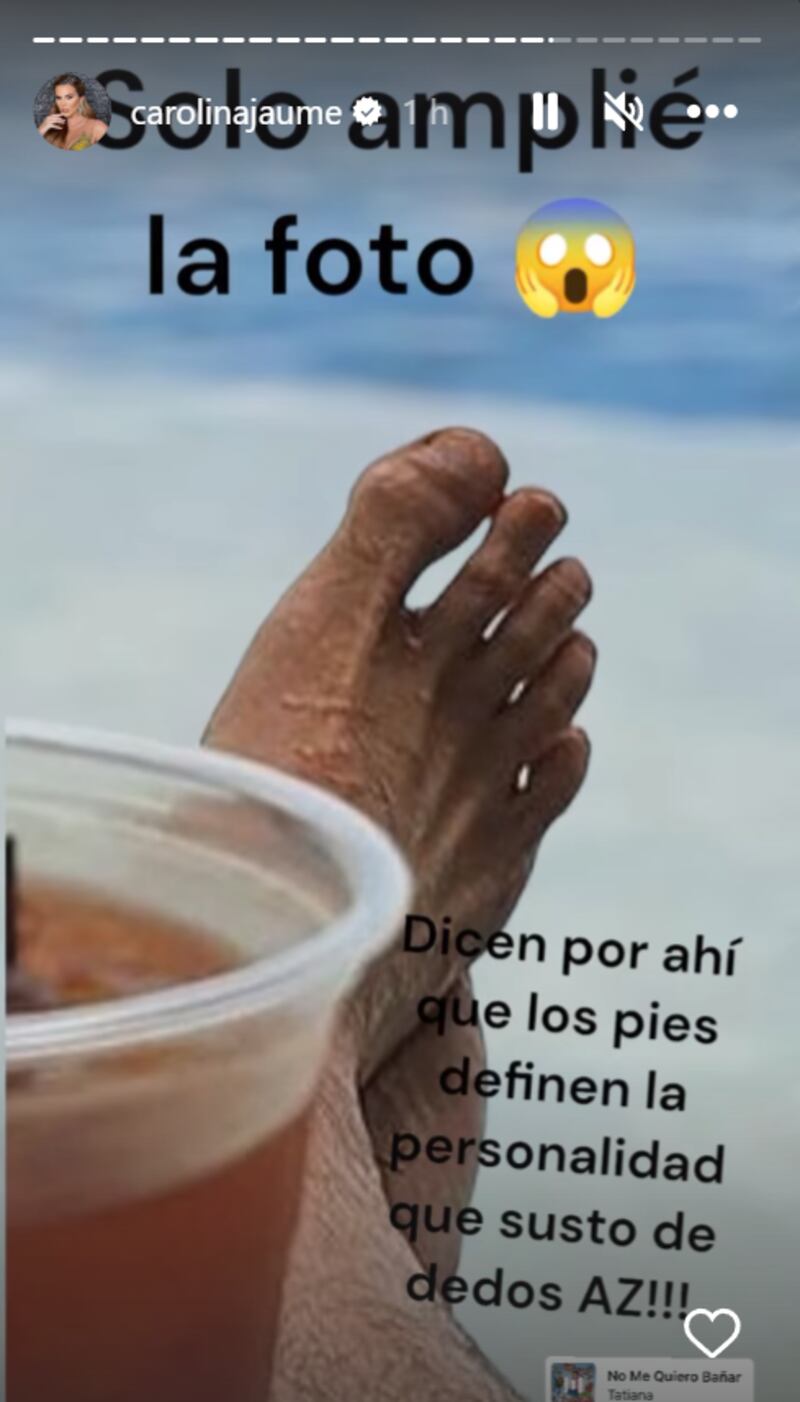 Captura de historia de Instagram de Carolina Jaume