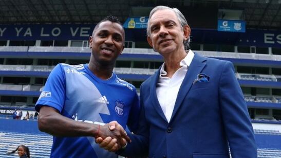 Miller Bolaños con José Pilegi, presidente de Emelec