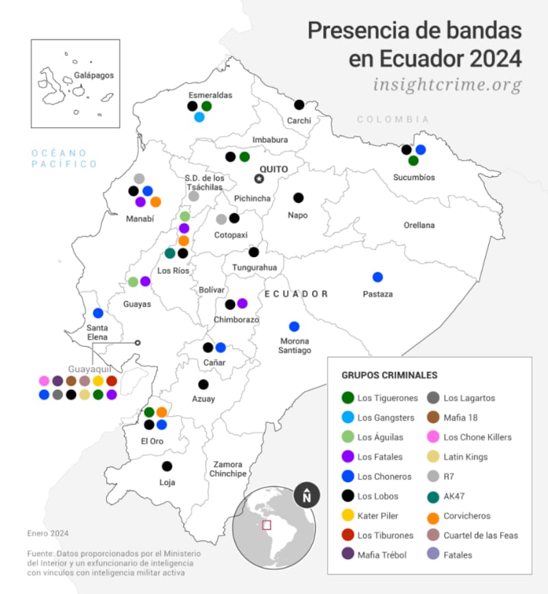 Distribución de las bandas delincuenciales