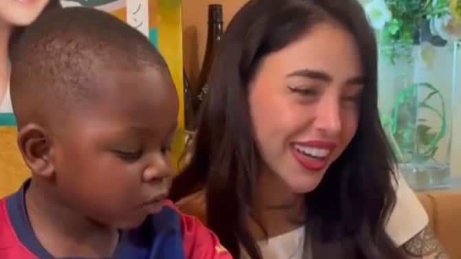 Nicki Nicole se divierte con Keyne, el hermanito de Lamine Yamal