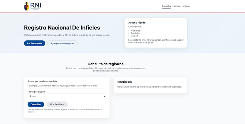Lista de infieles: crean el registro nacional en Ecuador, ¿cómo puedo registrar a alguien?
