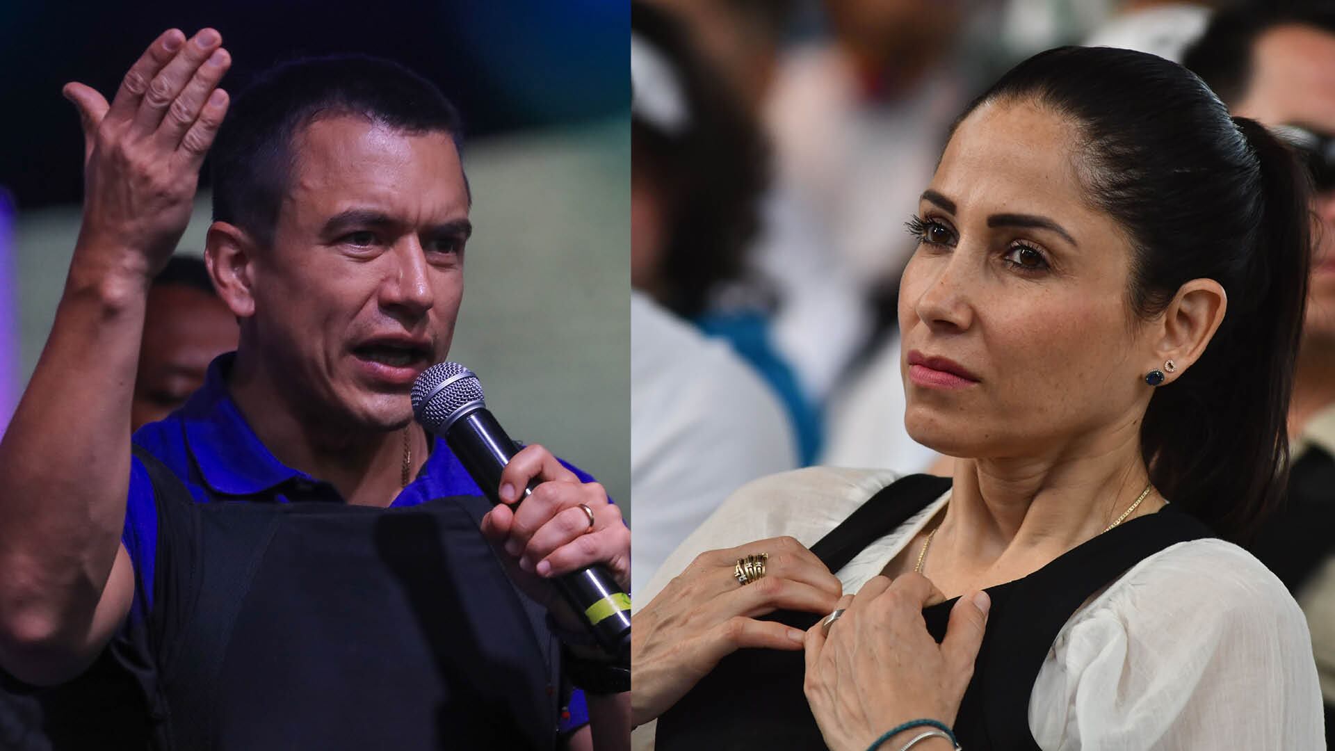 Daniel Noboa; de la alianza ADN (listas 4-35) y Luisa González; del movimiento Revolución Ciudadana (lista 5)