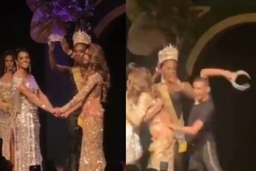 Escándalo en concurso de belleza: Hombre destroza la corona tras la derrota de su esposa