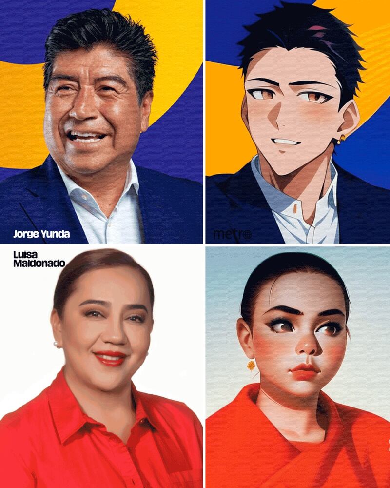 Así se ven los candidatos a la alcaldía de Quito al estilo anime, según la Inteligencia Artificial