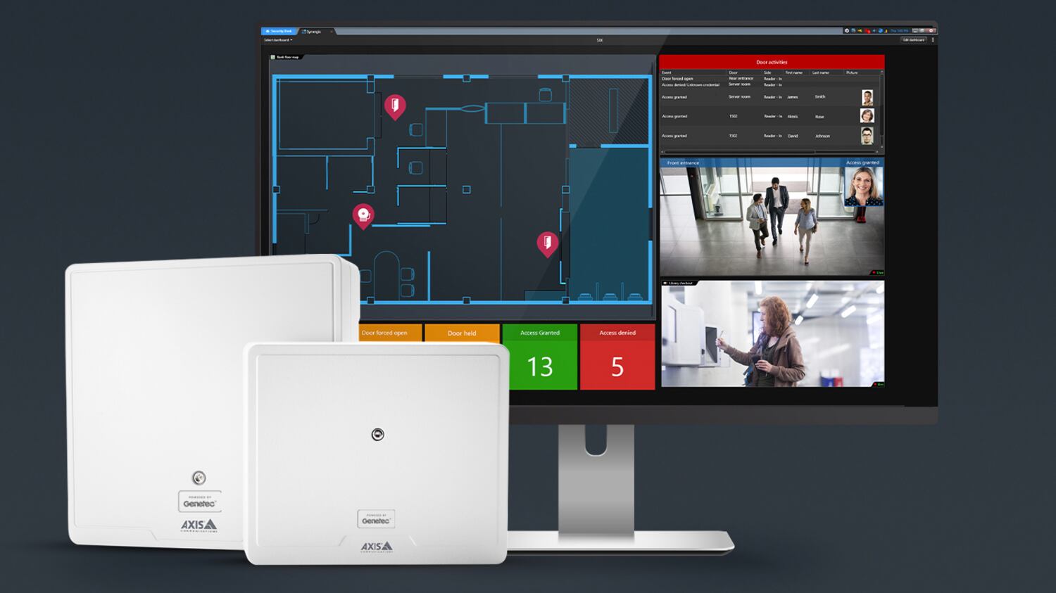 Axis Powered by Genetec combina los controles de puerta en red de Axis y el software de control de acceso de Genetec en una solución integral.