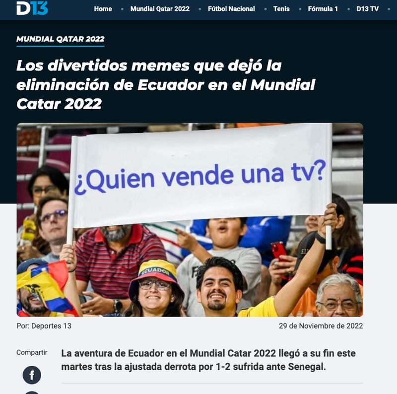 Los memes que dejó Ecuador tras la derrota con Senegal por 2-1