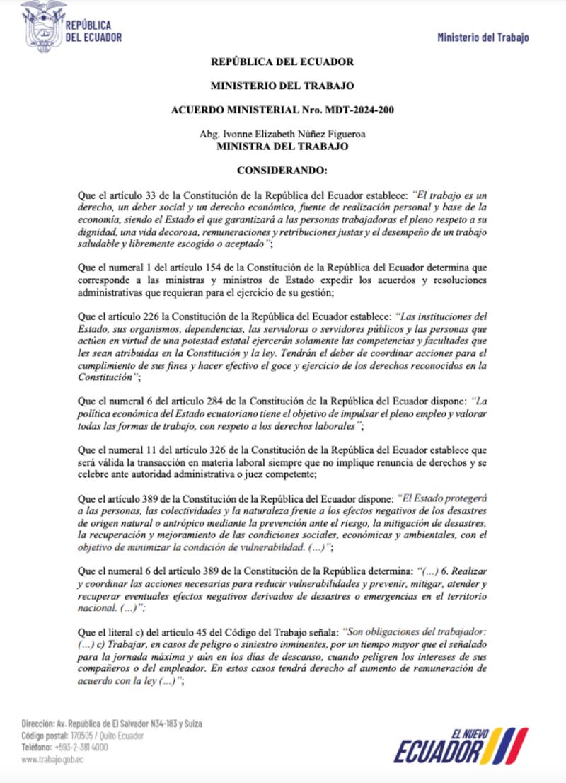 ¿En qué consiste acuerdo ministerial emitido por el Gobierno que permite la aplicación del pico y placa eléctrico?. Imagen: captura de pantalla