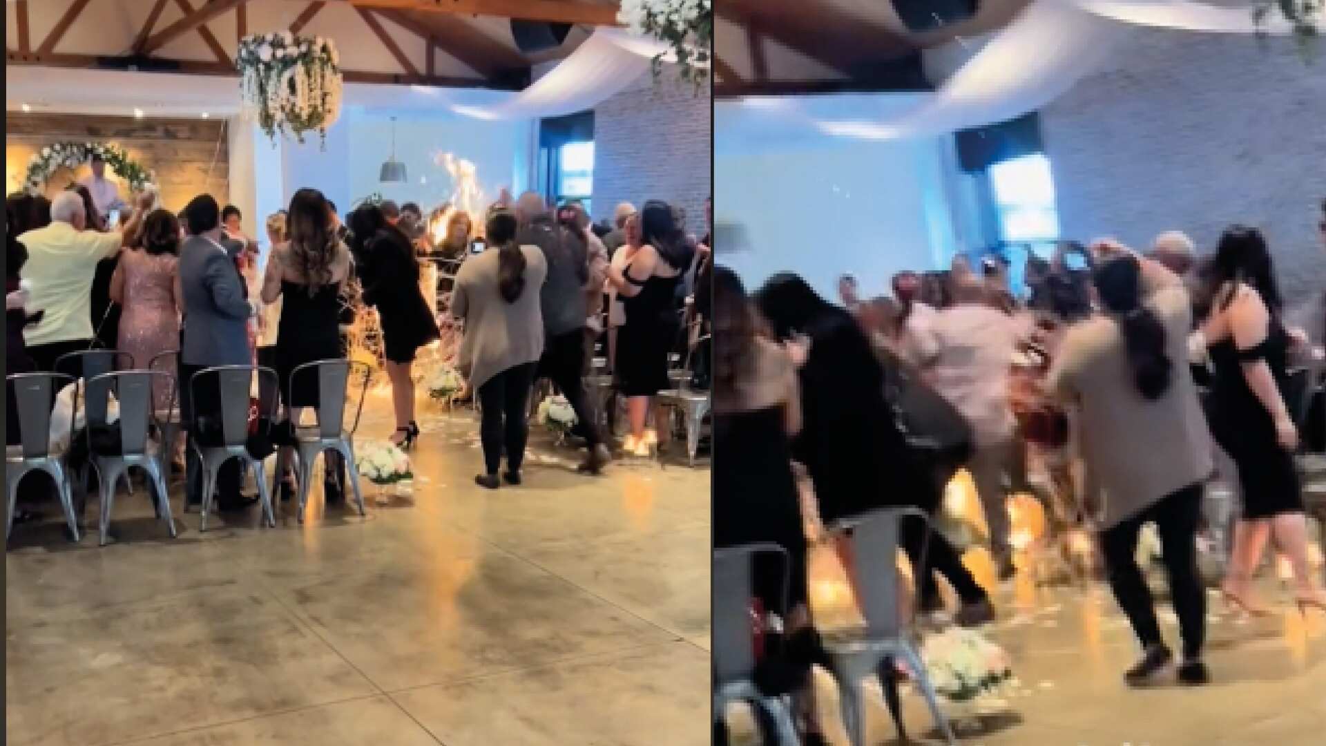 ¿Señal divina? A una novia se le prendió fuego el vestido en plena boda y esto pasó
