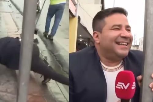 Así fue la aparatosa caída de Henry Bustamante en medio de un reportaje