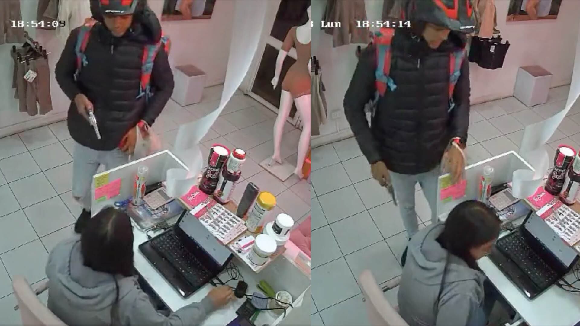 Disfrazado de repartidor de comida roba a mano armada un local de fajas en el norte de Quito
