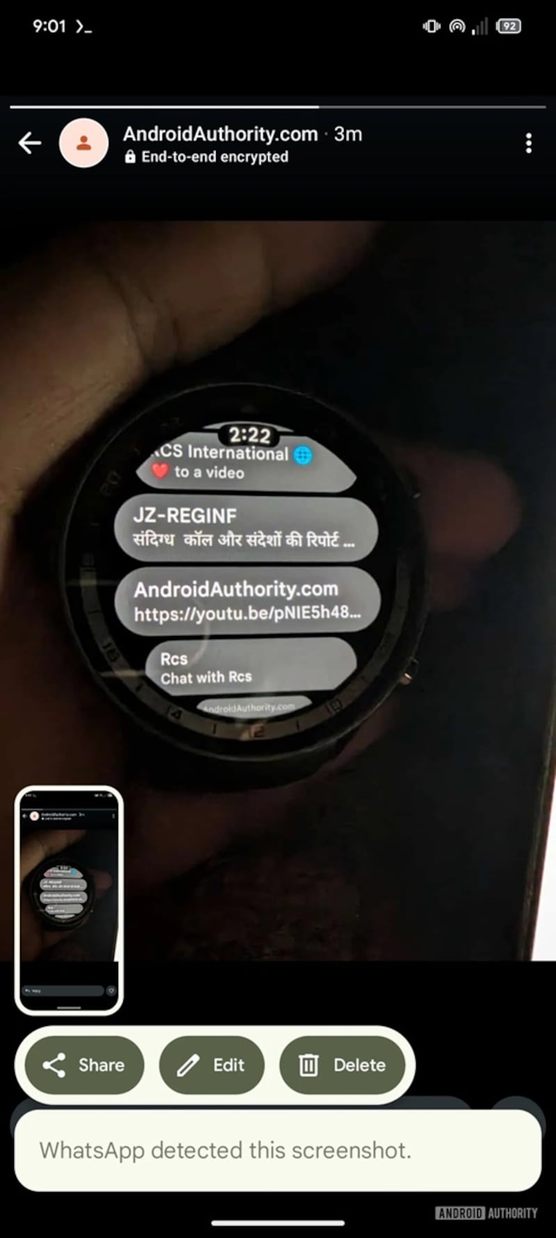 Captura de pantalla WhatsApp - Android Authority