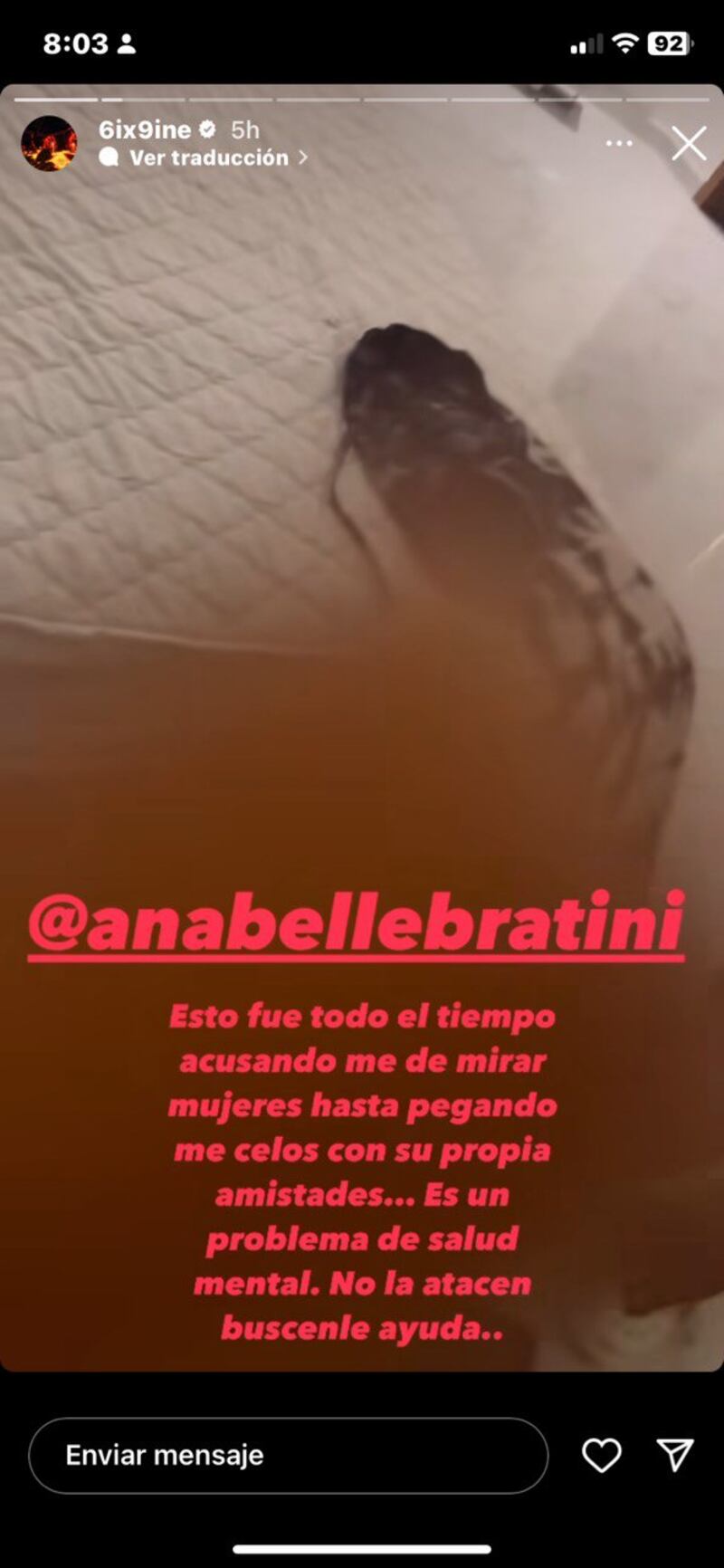 Captura de pantalla historias de Tekashi en Instagram