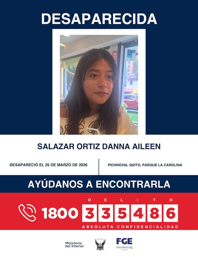 Reportan la desaparición de Danna Salazar en el parque La Carolina, en Quito