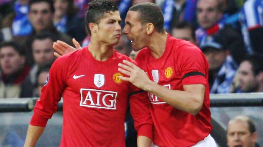 Rio Ferdinand y Cristiano Ronaldo con el Manchester United