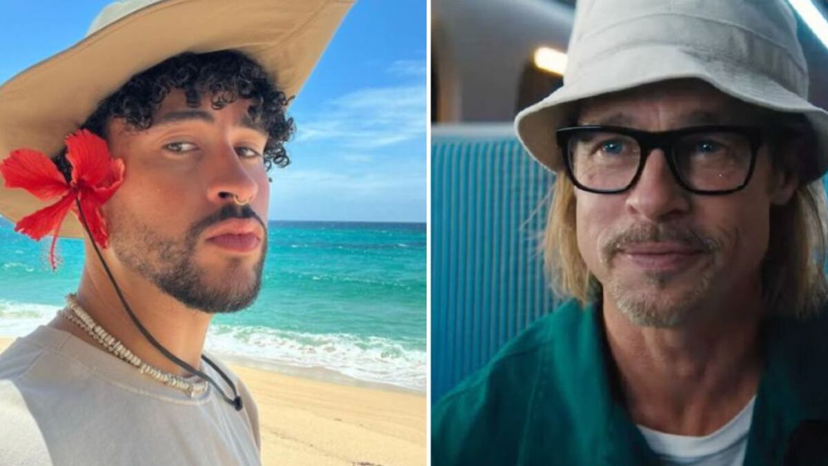 Brad Pitt posó con Bad Bunny en el estreno de Bullet Train