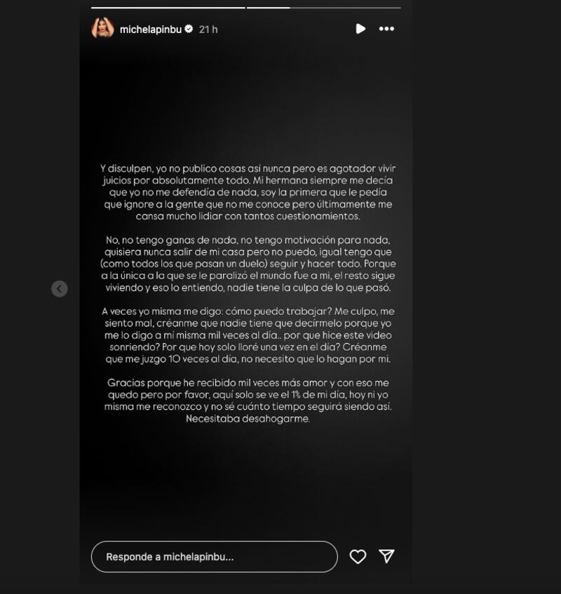 Historias de Instagram de Michela Pincay