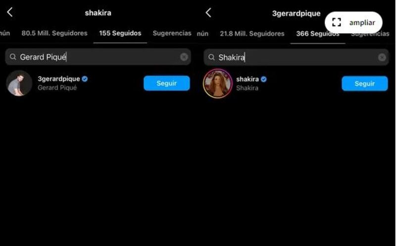 Shakira y Gerard Piqué se siguen en Instagram