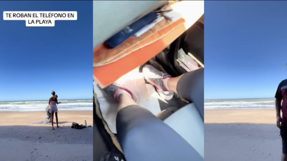 Le roban el teléfono en una playa mientras grababa un video de TikTok y quedó todo filmado