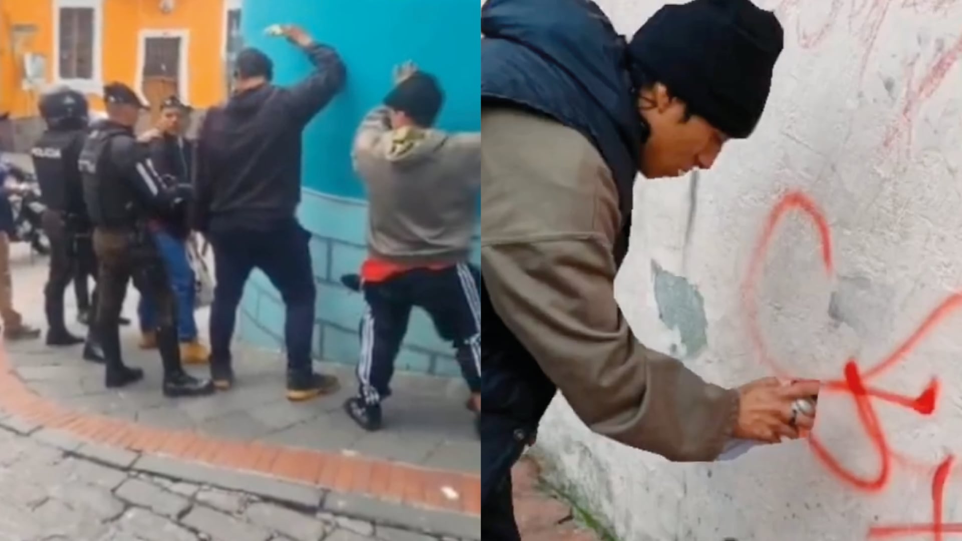 Cuatro personas fueron detenidas por grafitear el patrimonio del Centro Histórico